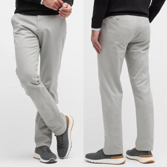 Peter Millar Other - Peter Millar Mens Pilot Flat Front Trousers 30x36 Golf Pants Twill Mountain Grey